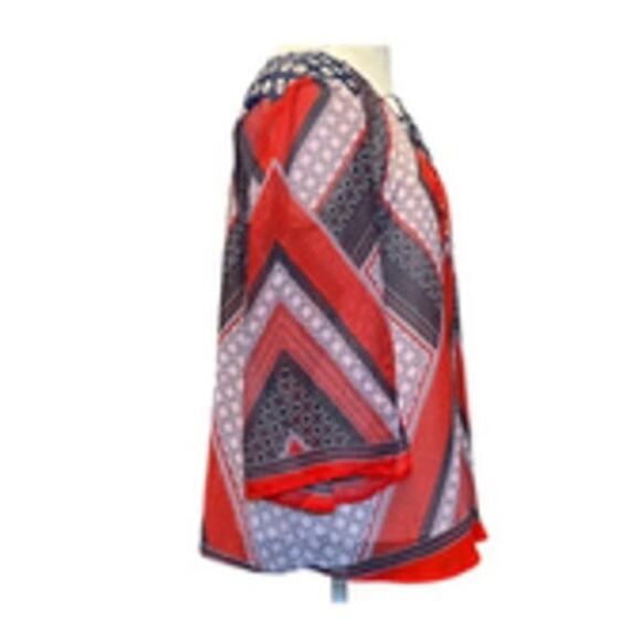 Fig & Flower Multicolor V Neck Sheer Bell Sleeve Blouse XL - Picture 3 of 9